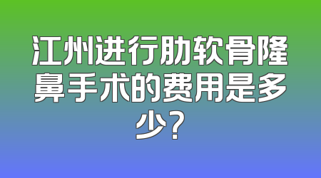 江州进行肋软骨隆鼻手术的费用是多少？