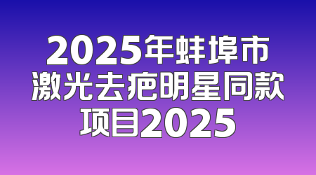2025年蚌埠市激光去疤明星同款项目2025