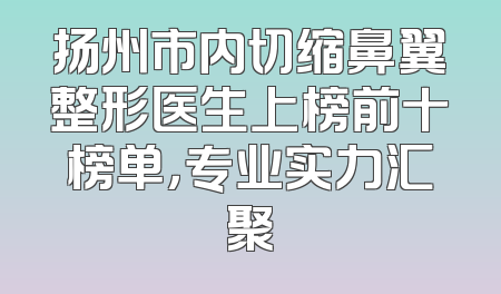 扬州市内切缩鼻翼整形医生上榜前十榜单，专业实力汇聚