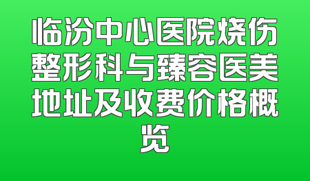 临汾中心医院烧伤整形科与臻容医美地址及收费价格概览