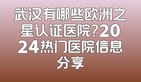 武汉有哪些欧洲之星认证医院？2024热门医院信息分享