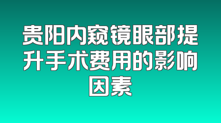 贵阳内窥镜眼部提升手术费用的影响因素
