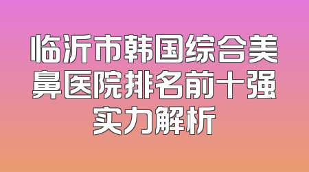 临沂市韩国综合美鼻医院排名前十强实力解析