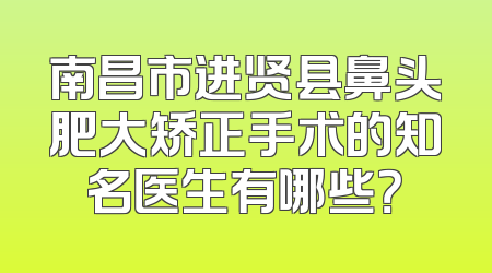 南昌市进贤县鼻头肥大矫正手术的知名医生有哪些？