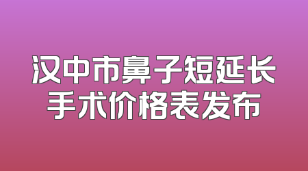 汉中市鼻子短延长手术价格表发布