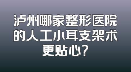 泸州哪家整形医院的人工小耳支架术更贴心？