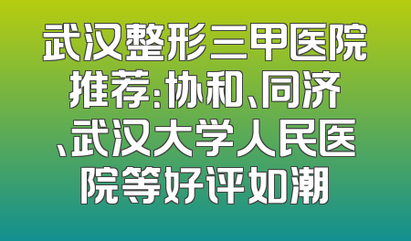武汉整形三甲医院推荐：协和、同济、武汉大学人民医院等好评如潮