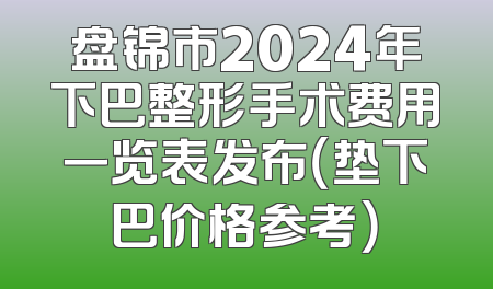 盘锦市2024年下巴整形手术费用一览表发布（垫下巴价格参考）
