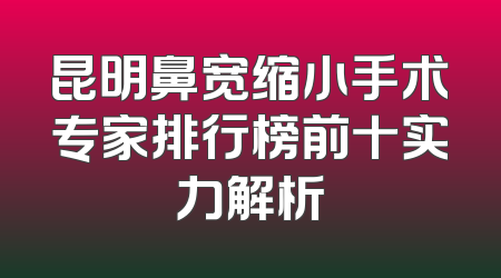昆明鼻宽缩小手术专家排行榜前十实力解析