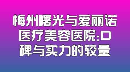 梅州曙光与爱丽诺医疗美容医院：口碑与实力的较量