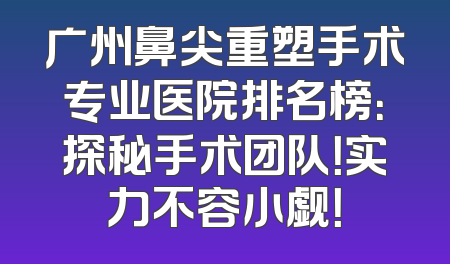 广州鼻尖重塑手术专业医院排名榜：探秘手术团队！实力不容小觑！