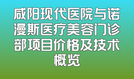 咸阳现代医院与诺漫斯医疗美容门诊部项目价格及技术概览