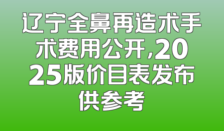 辽宁全鼻再造术手术费用公开，2025版价目表发布供参考