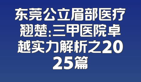 东莞公立眉部医疗翘楚：三甲医院卓越实力解析之2025篇