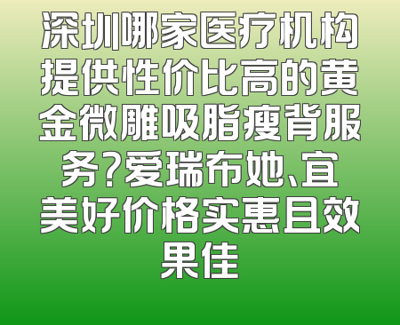 深圳哪家医疗机构提供性价比高的黄金微雕吸脂瘦背服务？爱瑞布她、宜美好价格实惠且效果佳