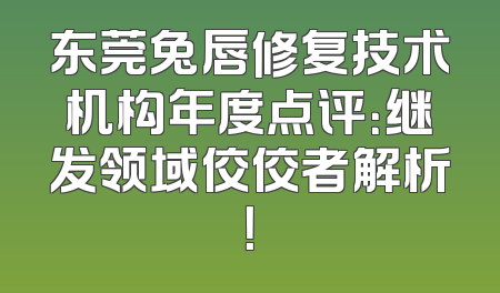 东莞兔唇修复技术机构年度点评：继发领域佼佼者解析！