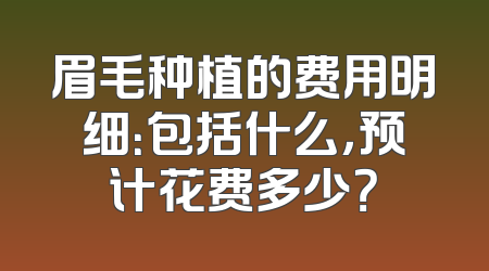 眉毛种植的费用明细：包括什么，预计花费多少？