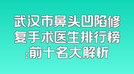 武汉市鼻头凹陷修复手术医生排行榜：前十名大解析