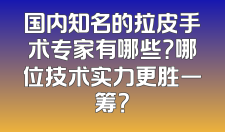 国内知名的拉皮手术专家有哪些？哪位技术实力更胜一筹？