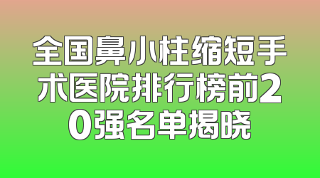 全国鼻小柱缩短手术医院排行榜前20强名单揭晓
