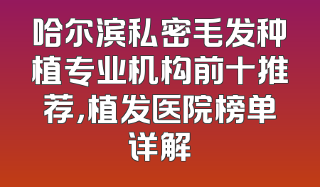 哈尔滨私密毛发种植专业机构前十推荐，植发医院榜单详解
