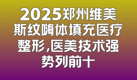2025郑州维美斯纹嗨体填充医疗整形，医美技术强势列前十