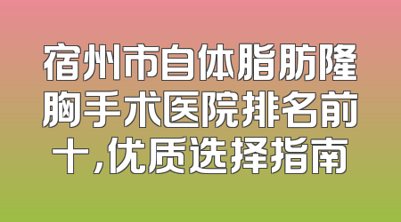 宿州市自体脂肪隆胸手术医院排名前十，优质选择指南