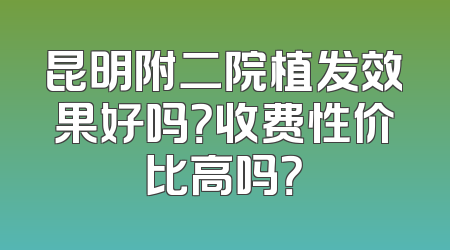 昆明附二院植发效果好吗？收费性价比高吗？