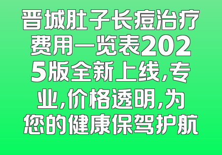 晋城肚子长痘治疗费用一览表2025版全新上线，专业，价格透明，为您的健康保驾护航
