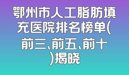 鄂州市人工脂肪填充医院排名榜单（前三、前五、前十）揭晓