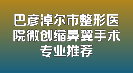 巴彦淖尔市整形医院微创缩鼻翼手术专业推荐