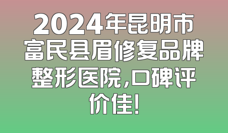 2024年昆明市富民县眉修复品牌整形医院，口碑评价佳！