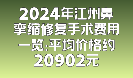2024年江州鼻挛缩修复手术费用一览：平均价格约20902元