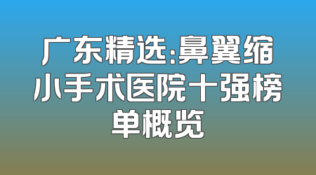 广东精选：鼻翼缩小手术医院十强榜单概览