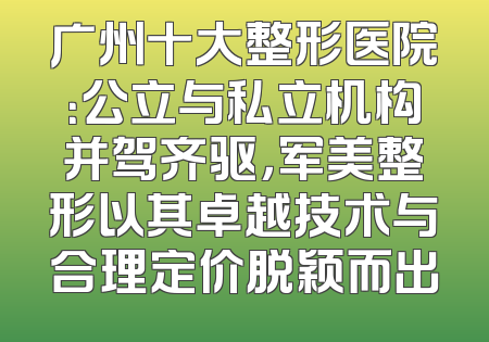 广州十大整形医院：公立与私立机构并驾齐驱，军美整形以其卓越技术与合理定价脱颖而出