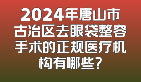 2024年唐山市古冶区去眼袋整容手术的正规医疗机构有哪些？