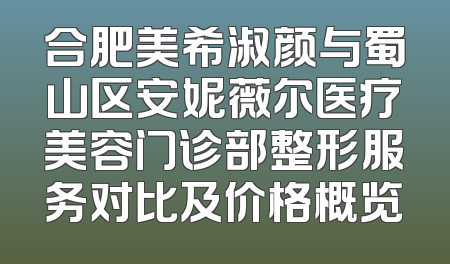 合肥美希淑颜与蜀山区安妮薇尔医疗美容门诊部整形服务对比及价格概览