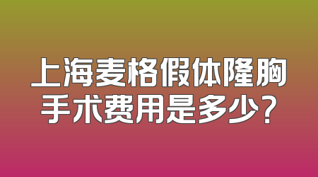上海麦格假体隆胸手术费用是多少？
