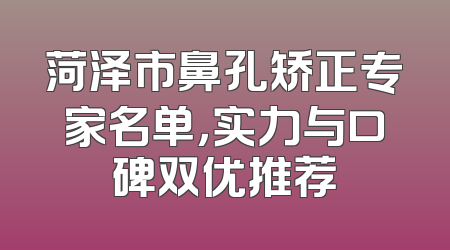 菏泽市鼻孔矫正专家名单，实力与口碑双优推荐