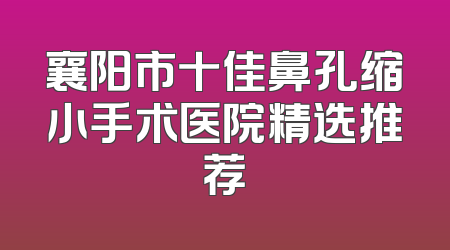 襄阳市十佳鼻孔缩小手术医院精选推荐