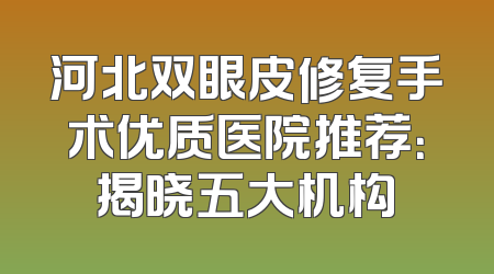 河北双眼皮修复手术优质医院推荐：揭晓五大机构