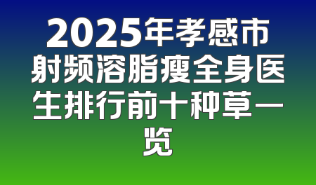 2025年孝感市射频溶脂瘦全身医生排行前十种草一览