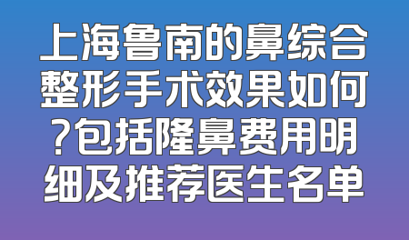 上海鲁南的鼻综合整形手术效果如何？包括隆鼻费用明细及推荐医生名单