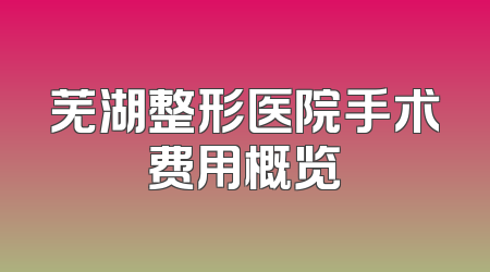 芜湖整形医院手术费用概览