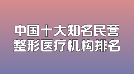 中国十大知名民营整形医疗机构排名