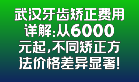 武汉牙齿矫正费用详解：从6000元起，不同矫正方法价格差异显著！