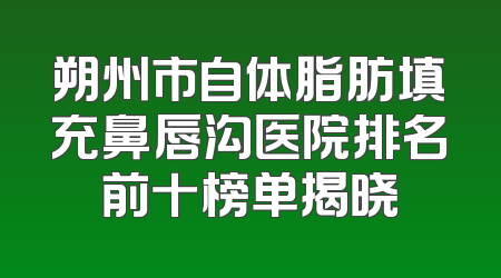 朔州市自体脂肪填充鼻唇沟医院排名前十榜单揭晓
