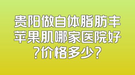 贵阳做自体脂肪丰苹果肌哪家医院好？价格多少？