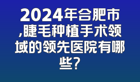 2024年合肥市，睫毛种植手术领域的领先医院有哪些？