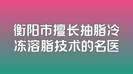衡阳市擅长抽脂冷冻溶脂技术的名医